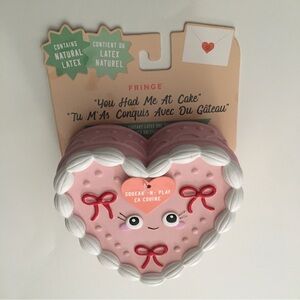 NEW Dog Toy Latex Pink Shaped Heart Cake Squeaker “You Had Me at Cake” | Fringe